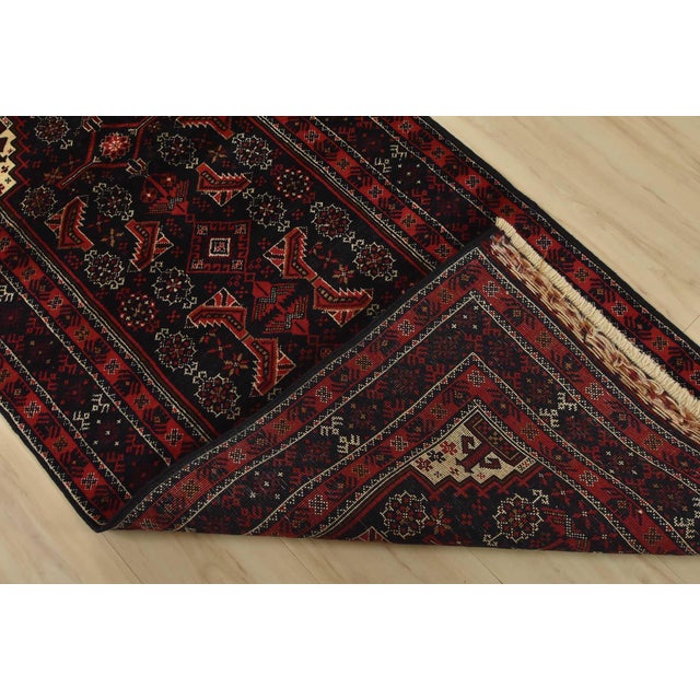 Baloch Rug 2’10” X 5’7” Blue Wool Vintage Tribal Hand-Knotted Oriental Carpet For Sale - Image 11 of 12