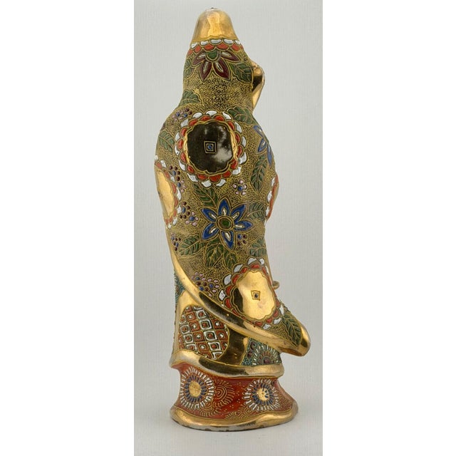 Mid 20th Century Beautiful Japanese Kutani Porcelain Kannon Statue-Signed W/Fish Basket For Sale In Sacramento - Image 6 of 8