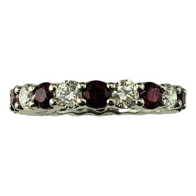 Late 20th Century Platinum Ruby and Diamond Eternity Band Ring, Size 6.75 For Sale