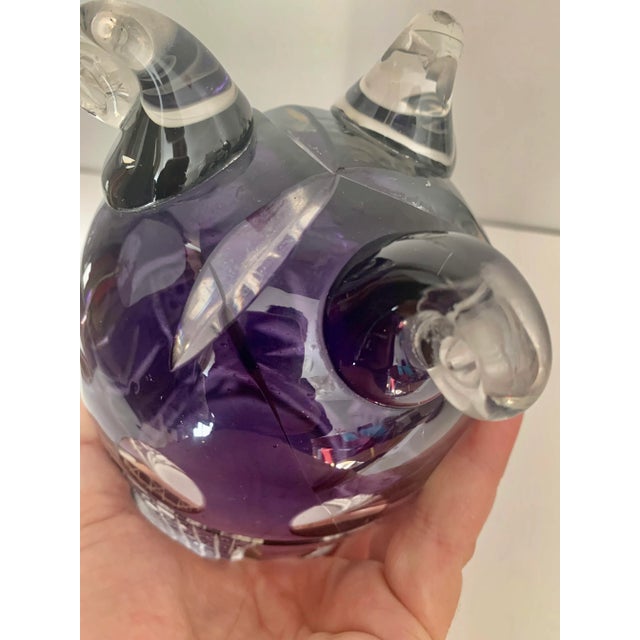 Purple Vintage Thick and Heavy Hand Cut Purple Crystal Vase For Sale - Image 8 of 10