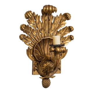 Gilt Wood Carved Wall Sconce For Sale