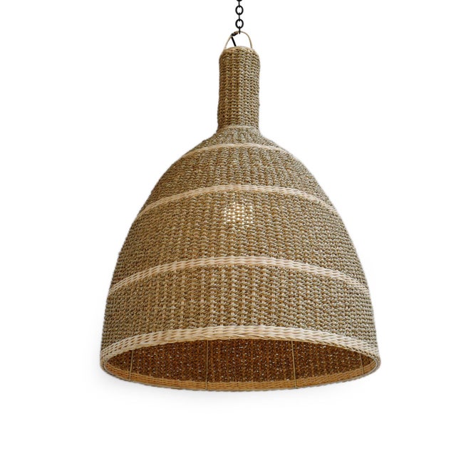 Contemporary Coastal Contemporary Kuba Seagrass Pendant Light Medium For Sale - Image 3 of 10