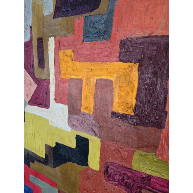 Vintage Mid Century Modern Abstract Painting Colors For Sale In Boston - Image 6 of 7