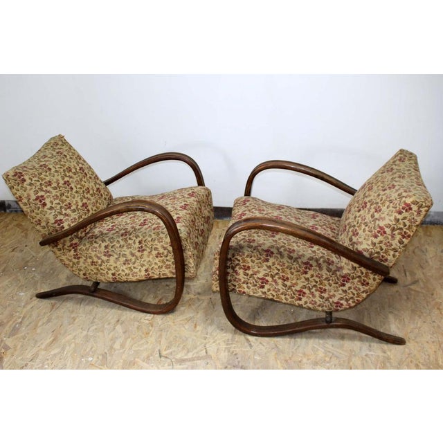 1930s Set of Art Deco No. H-269 Armchairs by Jindrich Halabala for Gebrüder Thonet, 1930s For Sale - Image 5 of 9