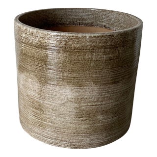 Mid-Century Stoneware Glazed Planter, Signed For Sale