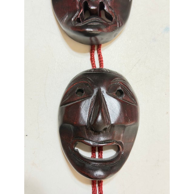 Wood Vintage Korean Carved Wood Hahoe Mask Wall Hanging, Set of Five For Sale - Image 7 of 10