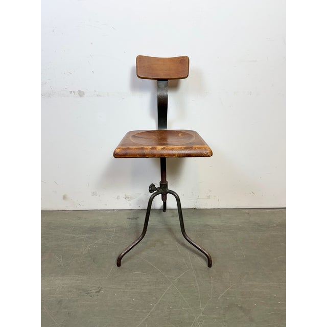 Mid-Century Modern Industrial Factory Swivel Chair, 1950s For Sale - Image 3 of 18
