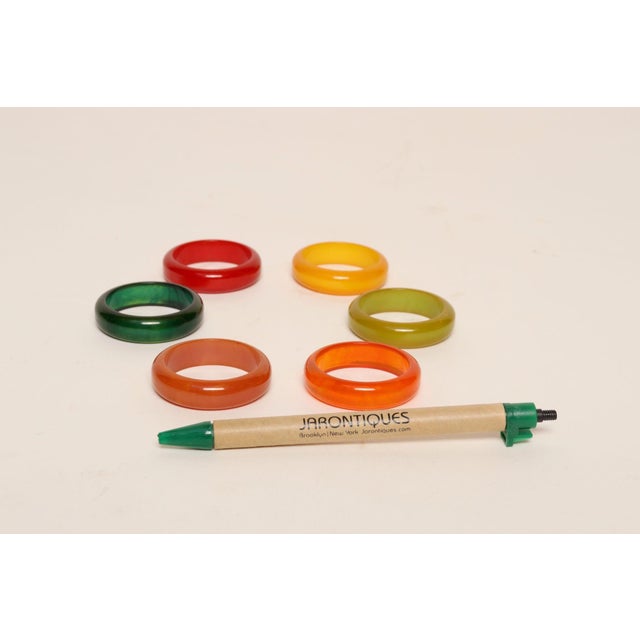 1930s Art Deco Multi-Color Bakelite Napkin Rings - Set of Six For Sale - Image 9 of 16