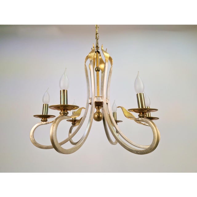 Gold Chandelier from Solari SRL Florence, Italy, 1980s For Sale - Image 8 of 18