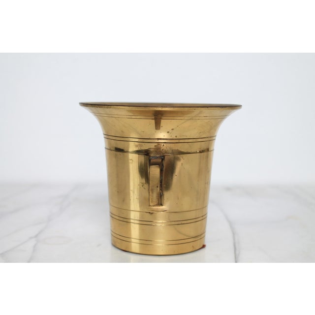 Japanese Vintage Japanese Heavy Cast-Brass Apothecary Mortar For Sale - Image 3 of 11