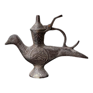 Antique 17th C. (1699) Brass Oil Lamp, Bird-Shaped Oil Lamp (Türkiye)