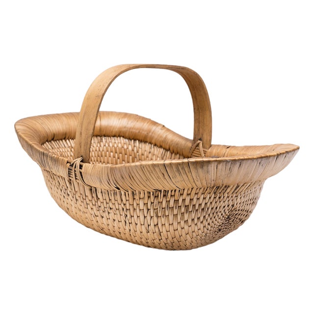 Chinese Woven Market Basket, C. 1900 For Sale