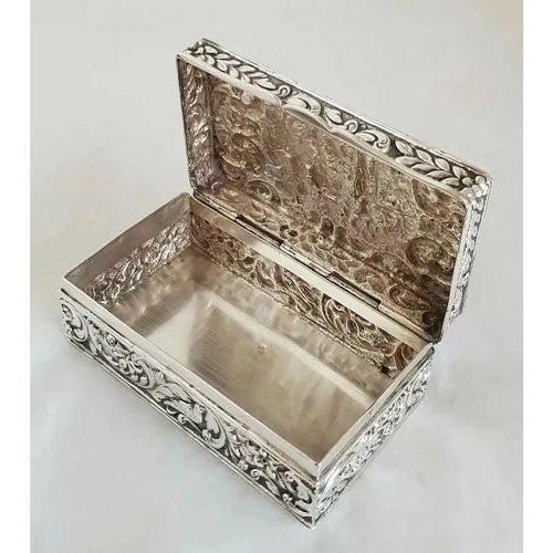 Antique Dutch Silver Repoussé Trinket or Jewellery Box Late 19th Century For Sale - Image 9 of 14