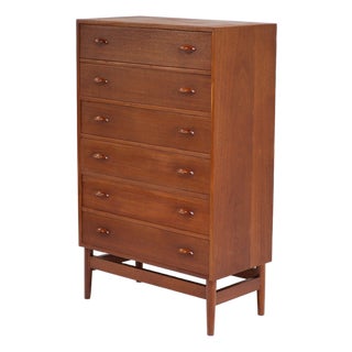 Tall Vintage Danish Teak Chest of Drawers, 1960s For Sale