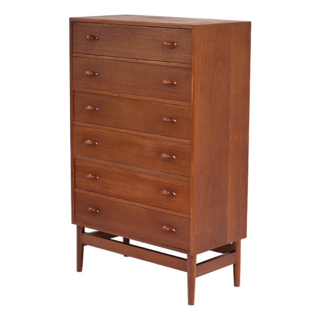 Tall Vintage Danish Teak Chest of Drawers, 1960s For Sale