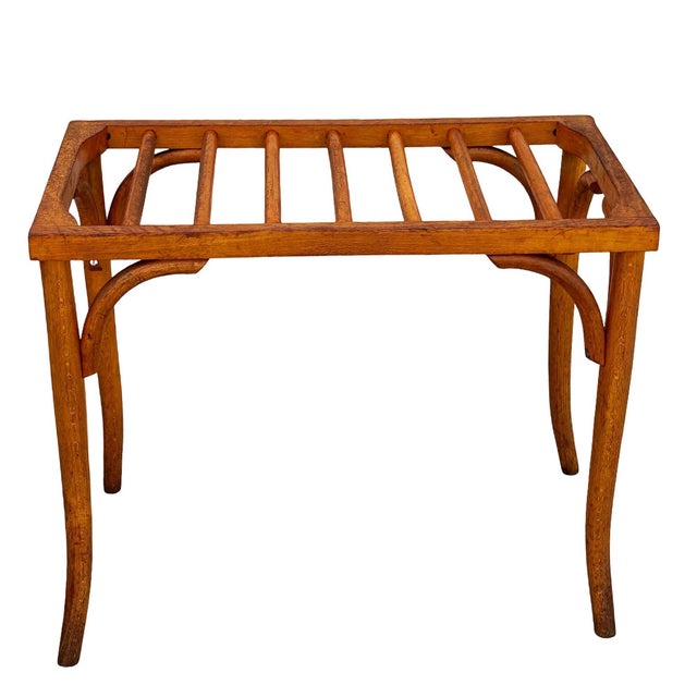 Wood Early 20th Century Light Stain Bent Beech Suitcase Baggage Rack For Sale - Image 7 of 7
