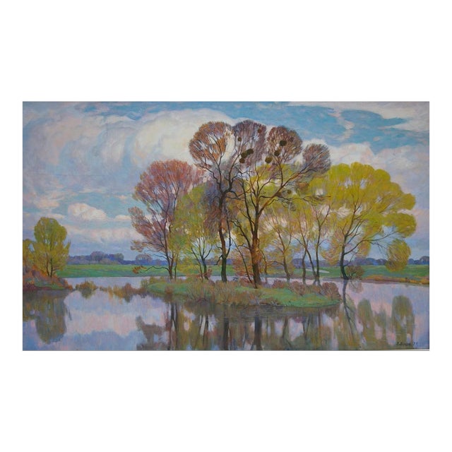 Impressionism Spring Landscape Oil Painting, Ukrainian Artist Bilan P., 1977 80-130 For Sale