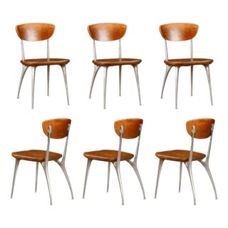 Set of Six Shelby Williams 'Gazelle' Sculptural Aluminum Side Chairs, 1960s For Sale