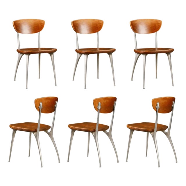 Set of Six Shelby Williams 'Gazelle' Sculptural Aluminum Side Chairs, 1960s For Sale