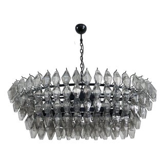 21st Oval Smoky Murano Poliedri Chandelier by Fabio LTD For Sale