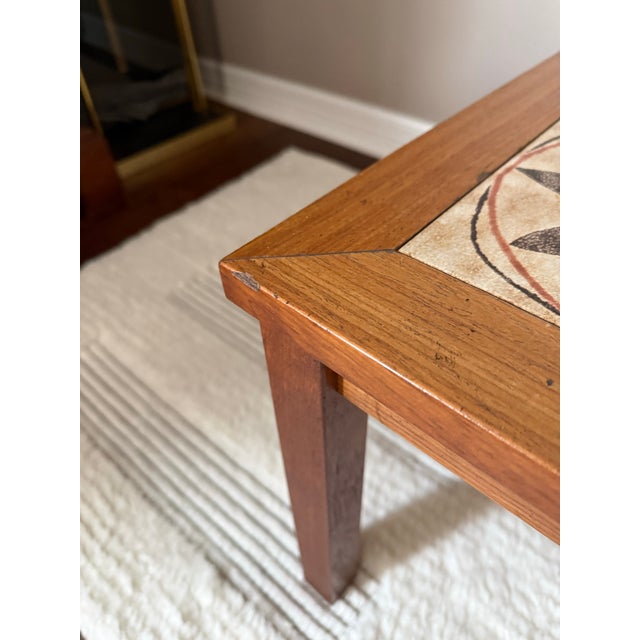 Mid-Century Modern 1960s Teak and Ceramic Tile Top Coffee Table For Sale - Image 9 of 12