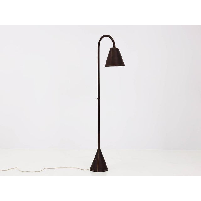 Reading Floor Lamp in Leather by Jacques Adnet for Valenti, Spain, 1970s, in Very Good conditions. Designed 1970 to 1979 I...
