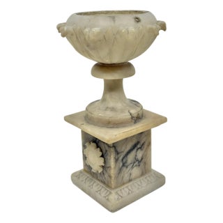 19th Century Grand Tour NeoClassical Alabaster Carved Urn For Sale