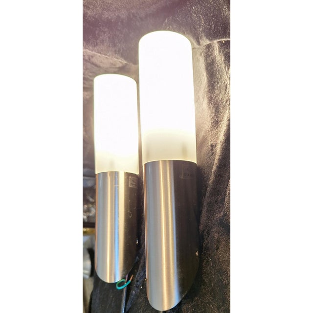 Vintage Wall Lamps with Stainless Steel Bracket and Opaque White Glass Shade by Briloner Leuchten, 2000s, Set of 2 For Sale - Image 6 of 8