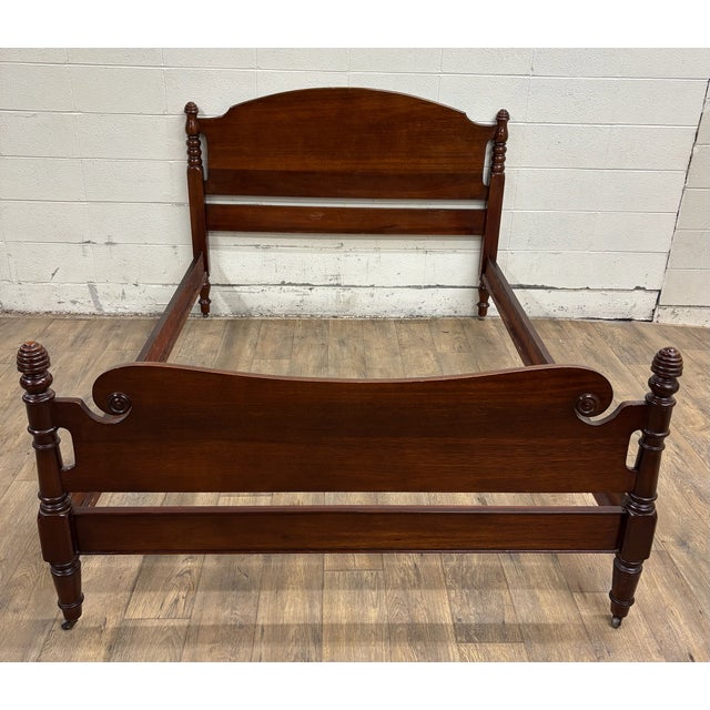 Traditional Vintage Huntley Furniture Full Size Duncan Phyfe Style Low Poster Bed For Sale - Image 3 of 10