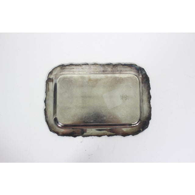 Silver Small Silver Plated Tray, Raised Grape Edge Embossed Detail, Vintage Plate Old English Reproduction Rectangular Serving Dish For Sale - Image 8 of 10