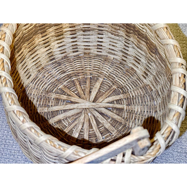 French Market Vintage Hand Woven Basket For Sale - Image 11 of 12