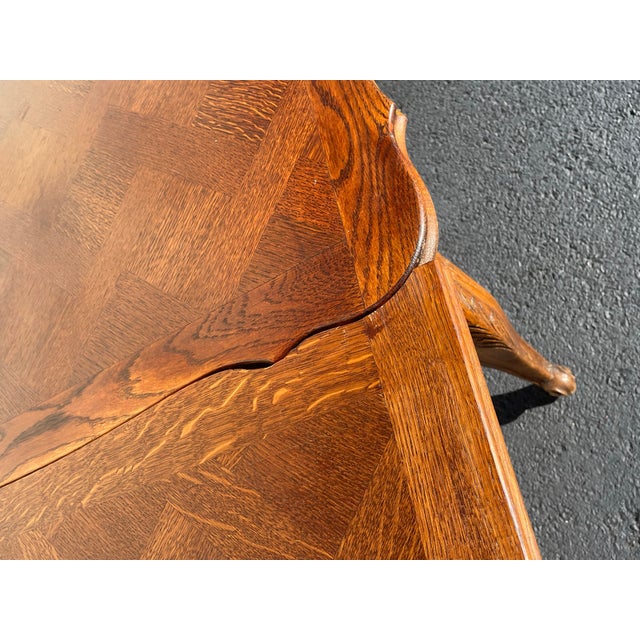 19 Th Century Country French Oak Parquetry Refractory Dining Table For Sale - Image 4 of 10