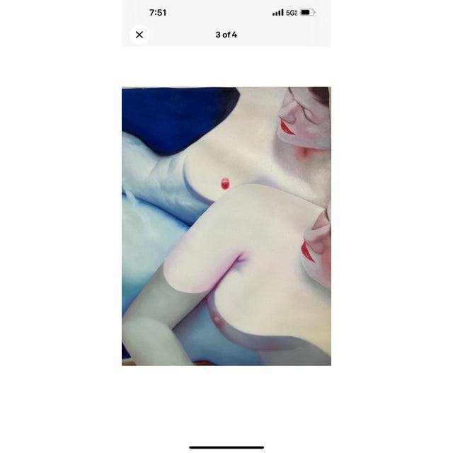 Contemporary 1980s Beautifully Done Hand Painted Copy of an Original “Three Woman Reclining in Pool”, Original Artist Unknown. For Sale - Image 3 of 3