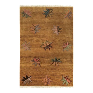 6x9 Isla Willow Brown Floral Modern Hand Knotted Wool Carpet Rug For Sale