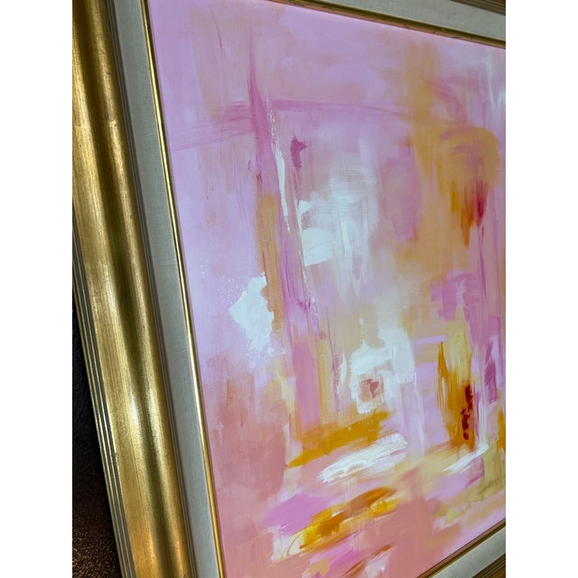 1980s Abstract Painting Pink #3 on Stretched Canvas For Sale - Image 13 of 16