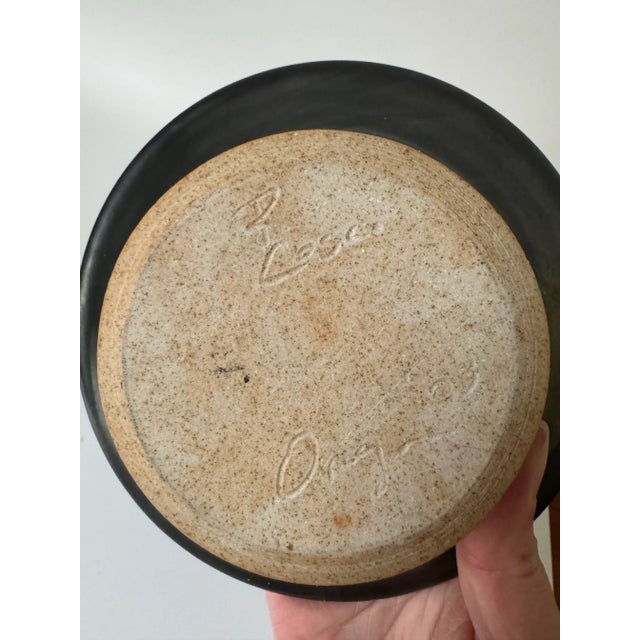Contemporary Signed Black Black Minimalist Studio Pottery Bowl For Sale - Image 3 of 5