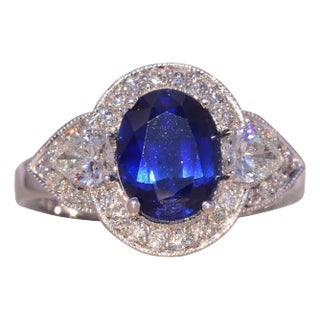 The Nirvana: Natural Blue Sapphire and Diamond Ring in White Gold For Sale