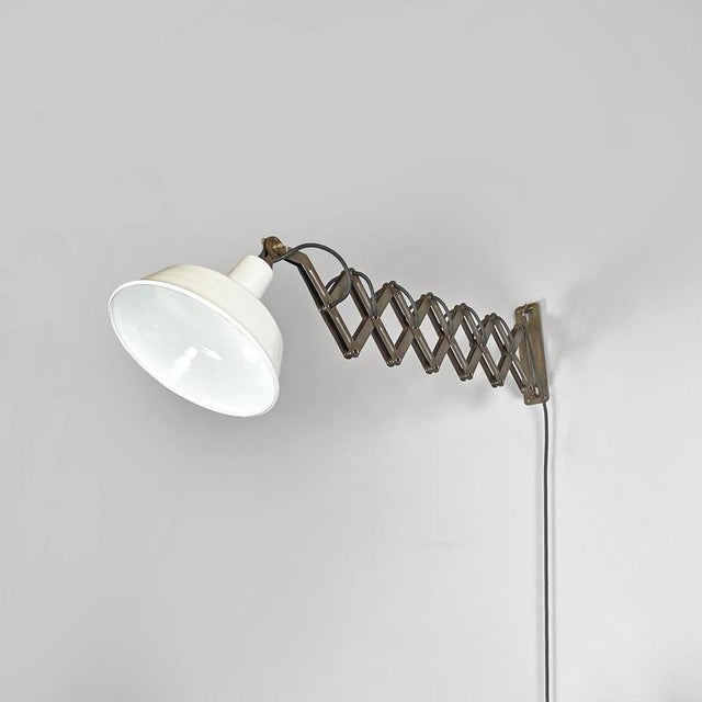 Mid-Century Modern Italian Pantograph Wall Lamps with White Metal Diffuser, 1960s, Set of 2 For Sale - Image 11 of 18