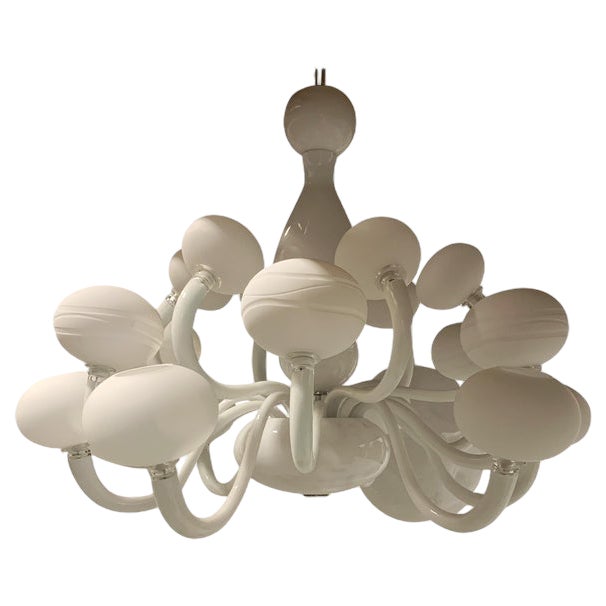 Pop White Murano Glass Chandelier by Simoeng For Sale