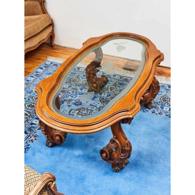 Brown Baroque Style Carved Coffee Table For Sale - Image 8 of 8