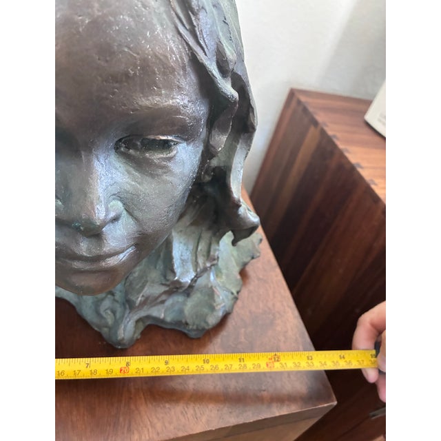 1980s Original Bronze Sculpture of a Girls Head, Marked “Andrea, Sculpted ‘84” For Sale In San Diego - Image 6 of 9