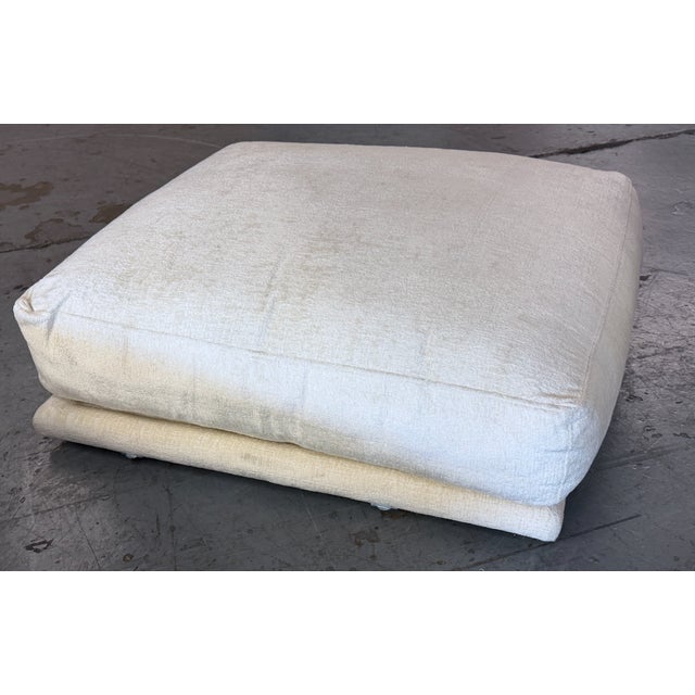 Modern Pair of Montauk "Jill" Ottomans in Cream Off-White Velvet For Sale - Image 3 of 6