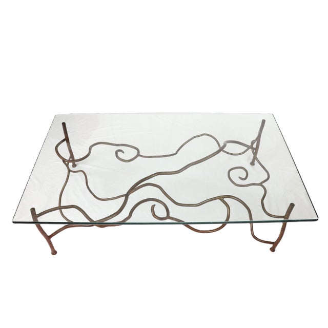 Vintage Eric Powell Bronze and Glass Coffee Table For Sale - Image 12 of 17