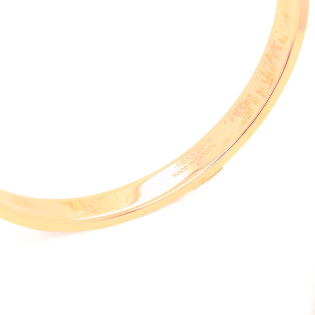 Vintage Hermes Paris Kawaii (Rose) Gold Plated & Epsom Leather Bangle Bracelet For Sale - Image 11 of 12