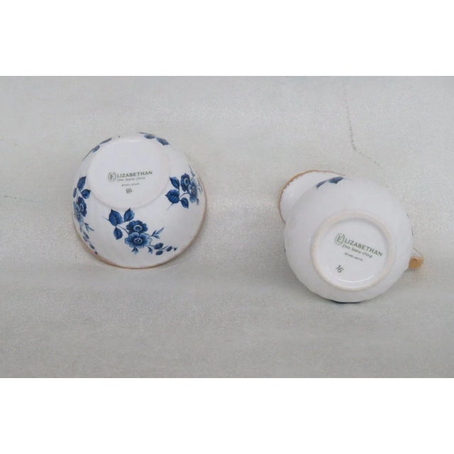 Elizabethan England Bone China Blue Floral Creamer and Sugar Bowl Set For Sale - Image 4 of 10