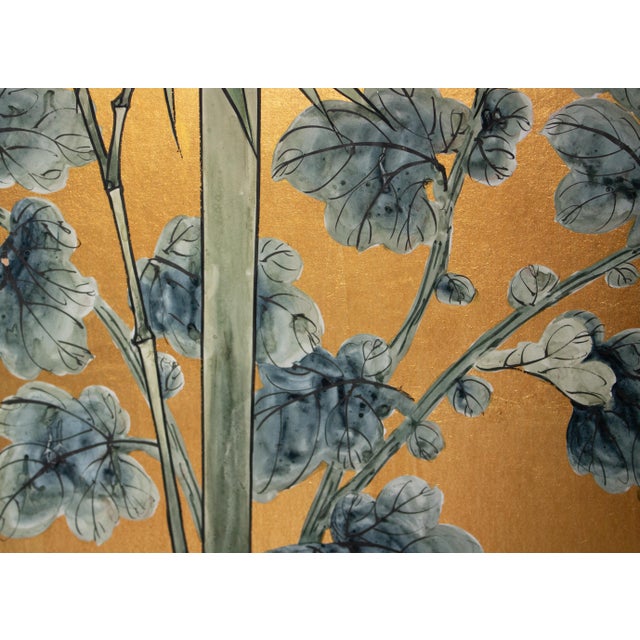 1970s 1970s "Chrysanthemums and Sparrows", Antique Style Chinoiserie Painted Screen For Sale - Image 5 of 18