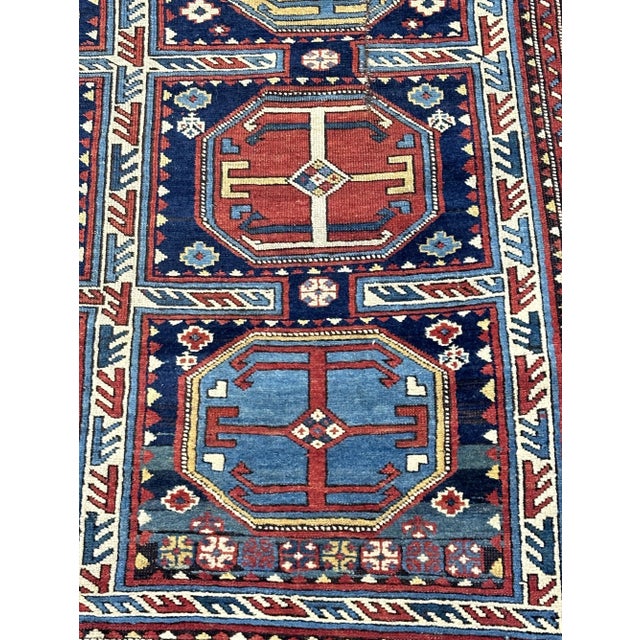 Asian Antique Antique Caucasian Kuba Rug 4'4" X 5’0” For Sale - Image 3 of 5