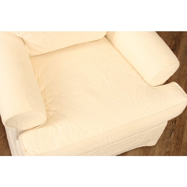 Ethan Allen Upholstered Lounge Chair and Ottoman For Sale - Image 9 of 12