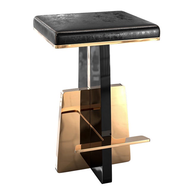 "Diamente" Bar Stool With Stainless Steel and Bronze Bizimyer Furniture. Unmatched. Unrivalled. Designed by Hasan Samet...