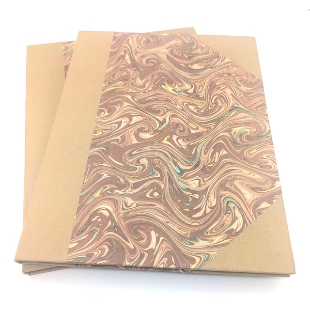 Late 20th Century 1980s Florentine Blank Hardbound Books, a Pair For Sale - Image 5 of 11